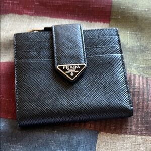 Prada Black Textured Leather Wallet
